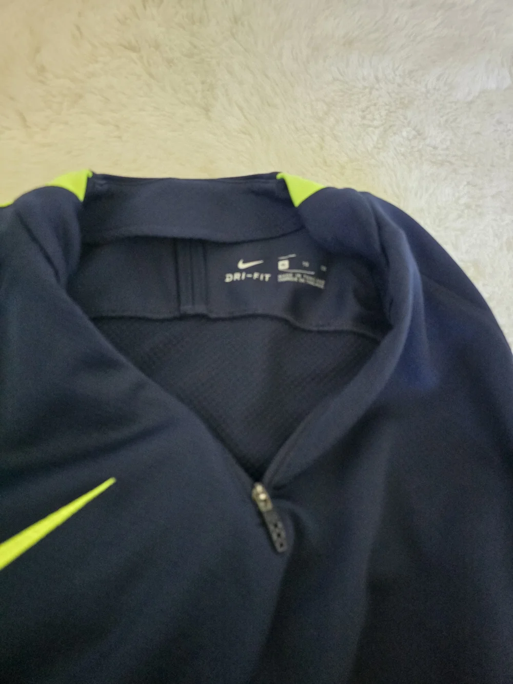 Nike Boy's Navy Long-Sleeve Training Top with Volt Stripe